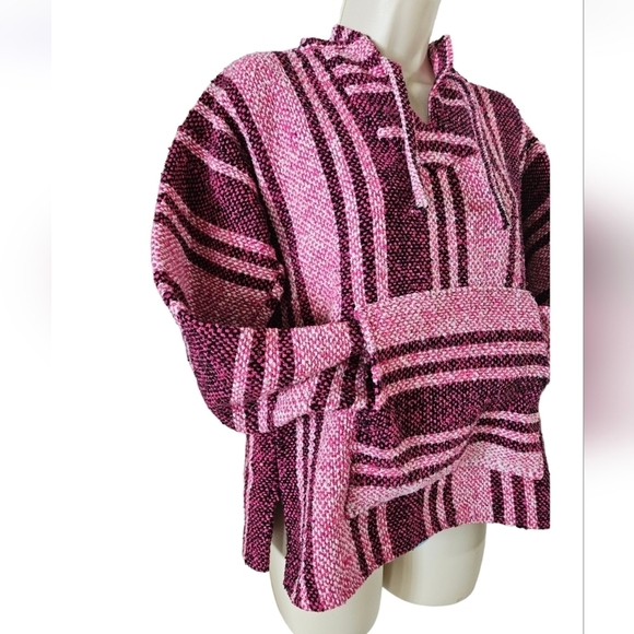 Baja Hoodie Pullover sweater Unixes Slip on style Pink/white and Black One size - Picture 4 of 17